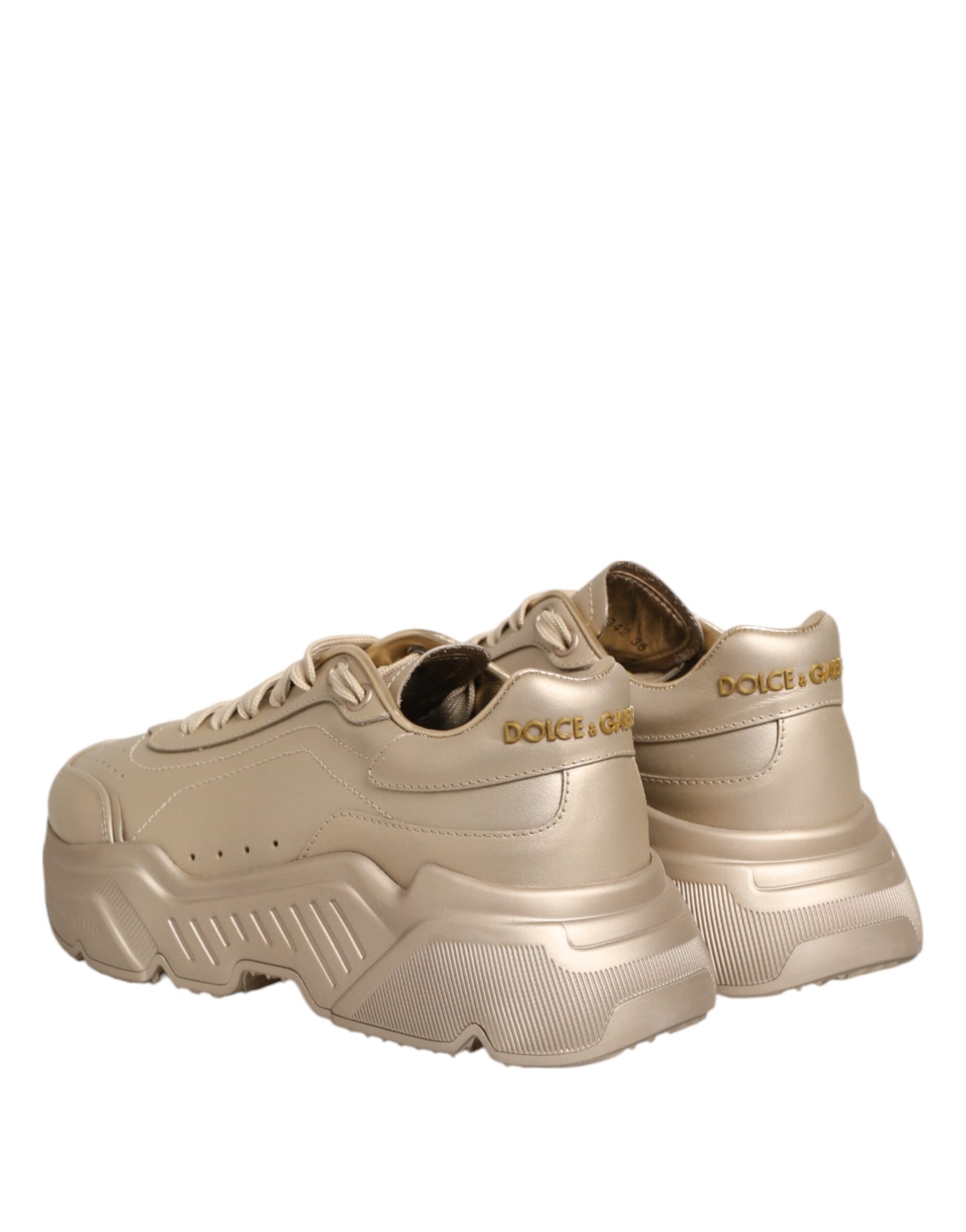 Dolce & Gabbana Gold Leather Daymaster Women Sneaker Shoes