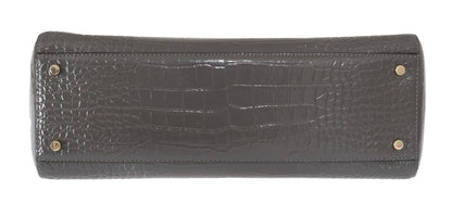 Kate Spade Grey Croc Embossed Leather Elissa Bristol Drive Tote Handbag Bag