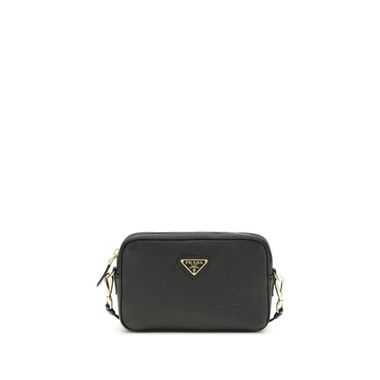 Prada Black Calf Leather Bos Taurus Shoulder Bag