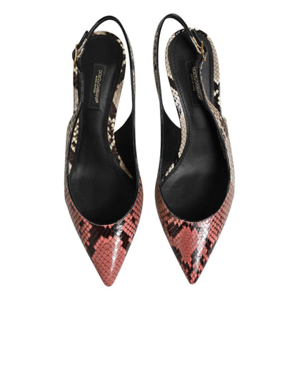 Dolce & Gabbana Multicolor Leather Heels Slingback Shoes
