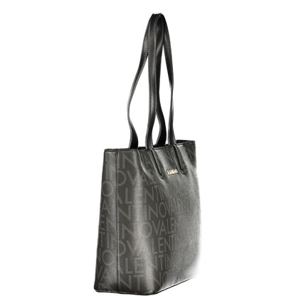 Mario Valentino "Black Polyurethane Women Handbag with Internal Pockets"